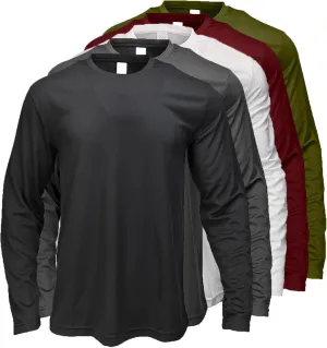5 Pack Men's Activewear T-Shirts Quick Dry Long Sleeve Work Tees Moisture Wicking Running Clothing