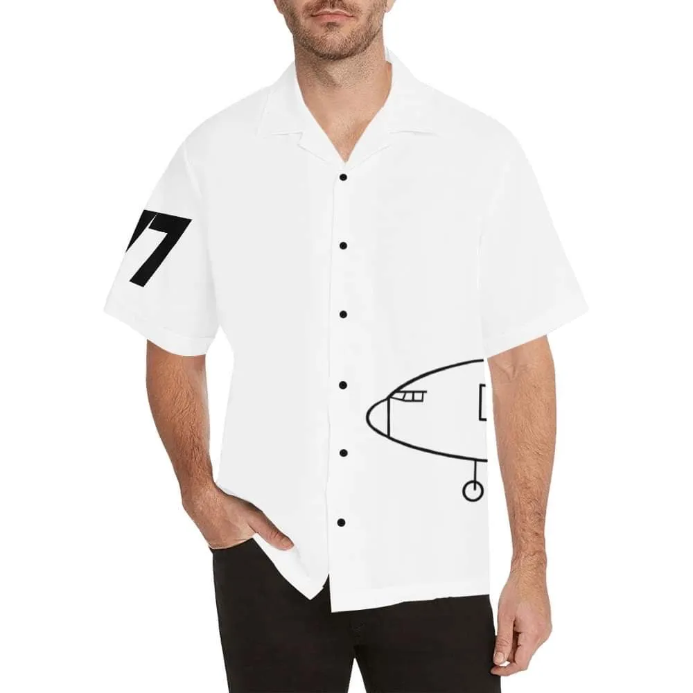 777 FedEx WRAPAROUND WHITE HAWAIIAN SHIRT