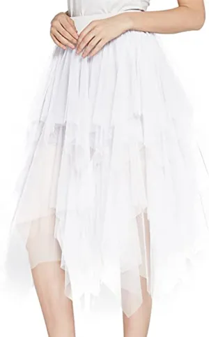 929 - Plus Size Women's A-Line Short Knee Length Tutu Tulle Wedding Prom Skirt