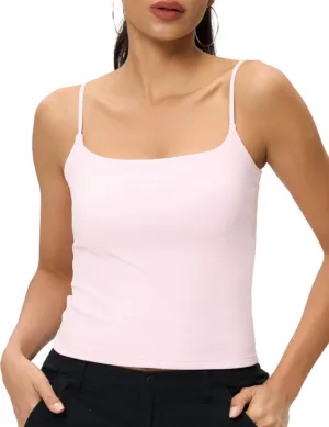 AJISAI 2025 Womens Camisole Tops Spaghetti Strap Tank Top Double Lined Adjustable Summer Crop Tops