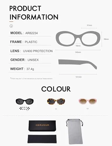 Allarallvr Oval Retro Trendy Sunglasses Womens Mens 90s Classic Vintage Sun Glasses AR82234US