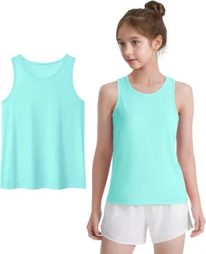 Auranso Girls Tank Tops Racerback Sleeveless UPF 50  Quick Dry Athletic Shirts Sports Dance Workout Tops