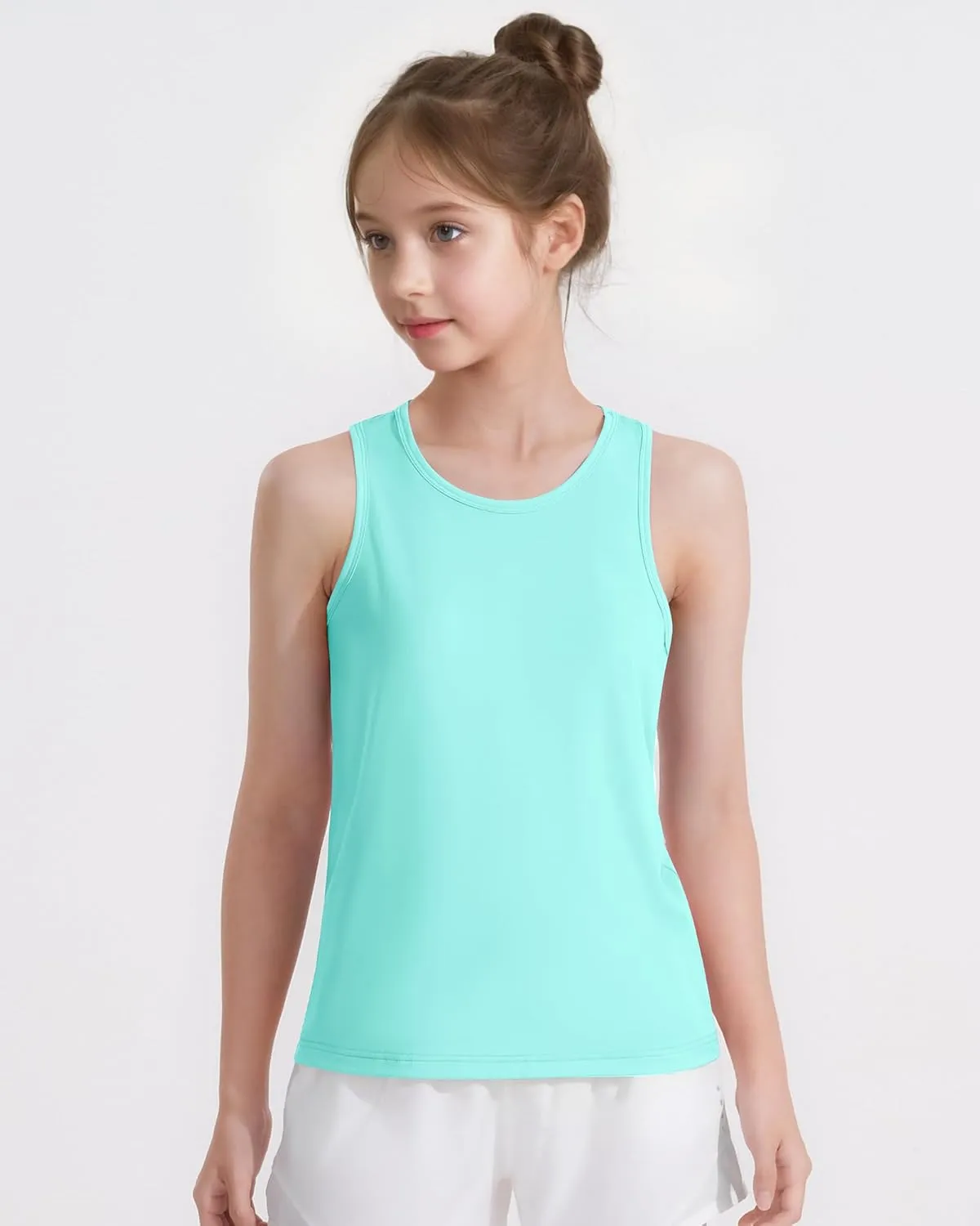Auranso Girls Tank Tops Racerback Sleeveless UPF 50  Quick Dry Athletic Shirts Sports Dance Workout Tops