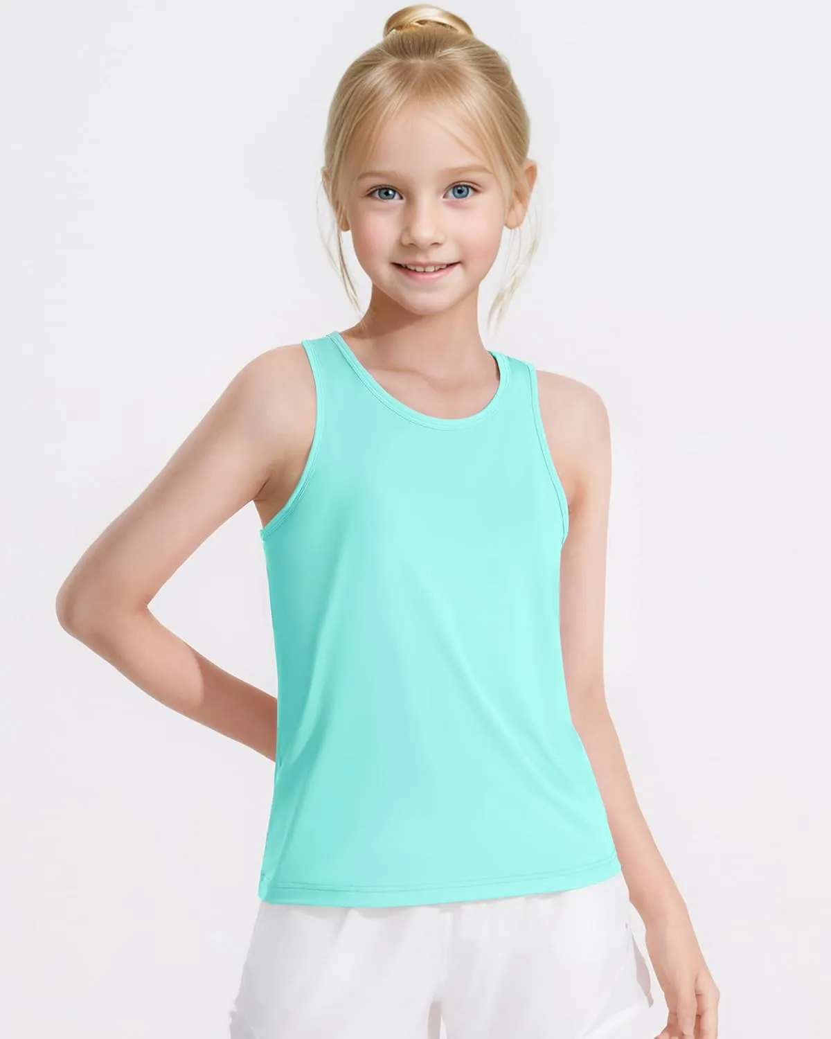 Auranso Girls Tank Tops Racerback Sleeveless UPF 50  Quick Dry Athletic Shirts Sports Dance Workout Tops