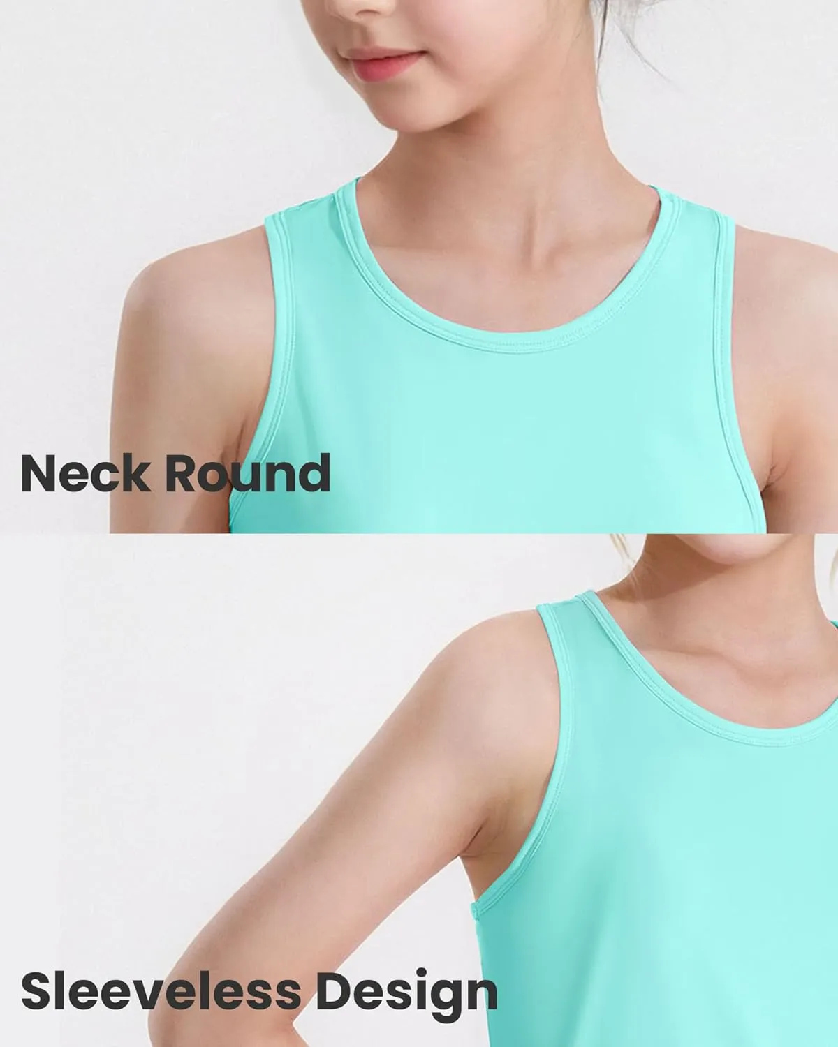 Auranso Girls Tank Tops Racerback Sleeveless UPF 50  Quick Dry Athletic Shirts Sports Dance Workout Tops