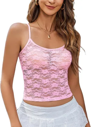 Avidlove Bralettes for Women Lace Spaghetti Strap Camisole Y2k Crop Tops Going Out Tank Tops