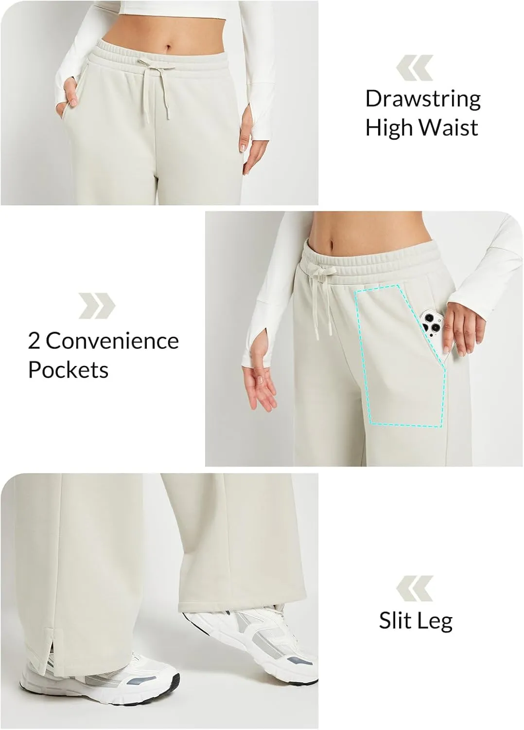 baleaf Womens Fleece Lined Wide Leg Sweatpants Drawstring Sweat Pants with Pockets Athletic Track Fall Winter