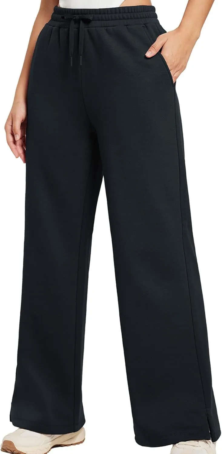 baleaf Womens Fleece Lined Wide Leg Sweatpants Drawstring Sweat Pants with Pockets Athletic Track Fall Winter