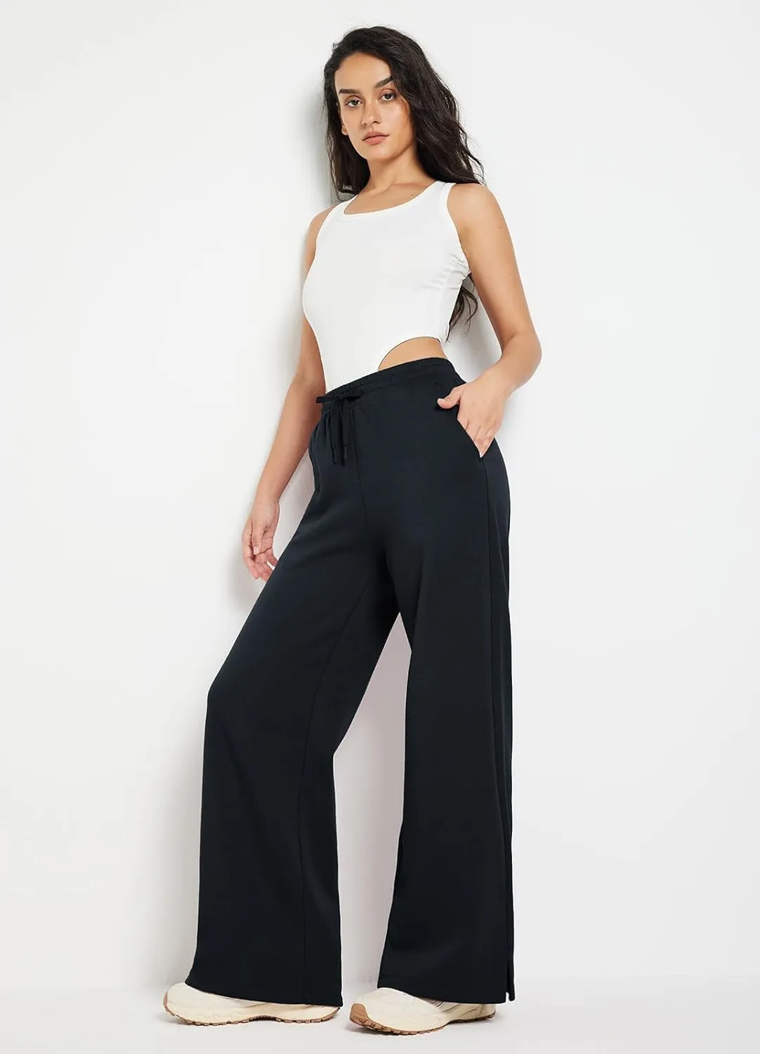 baleaf Womens Fleece Lined Wide Leg Sweatpants Drawstring Sweat Pants with Pockets Athletic Track Fall Winter