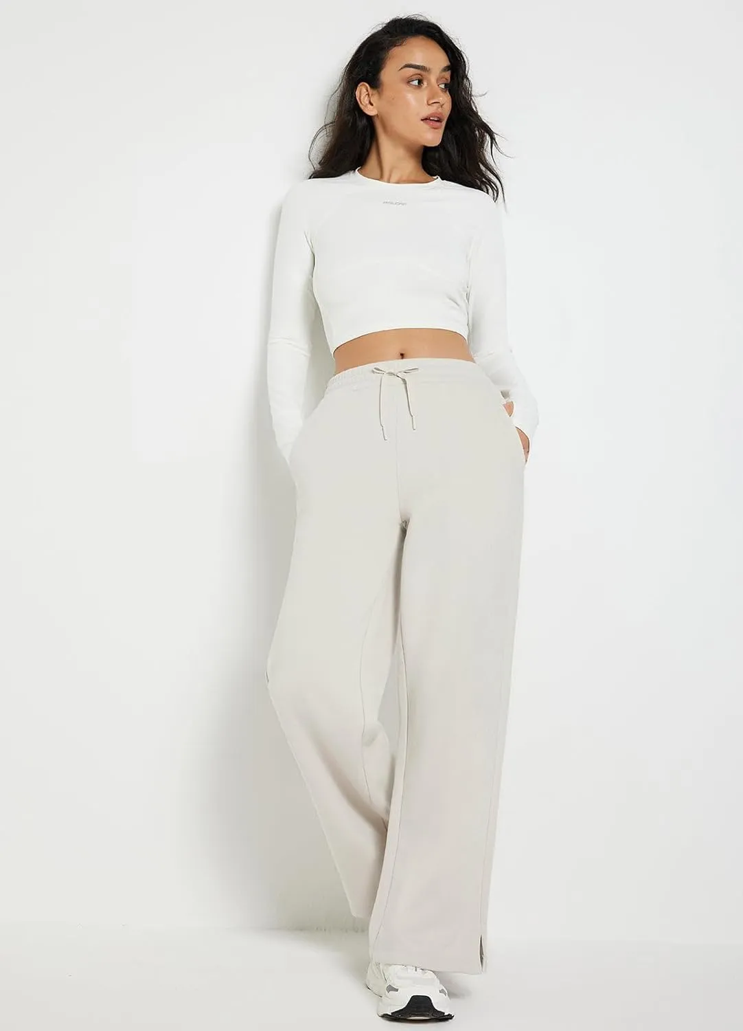 baleaf Womens Fleece Lined Wide Leg Sweatpants Drawstring Sweat Pants with Pockets Athletic Track Fall Winter