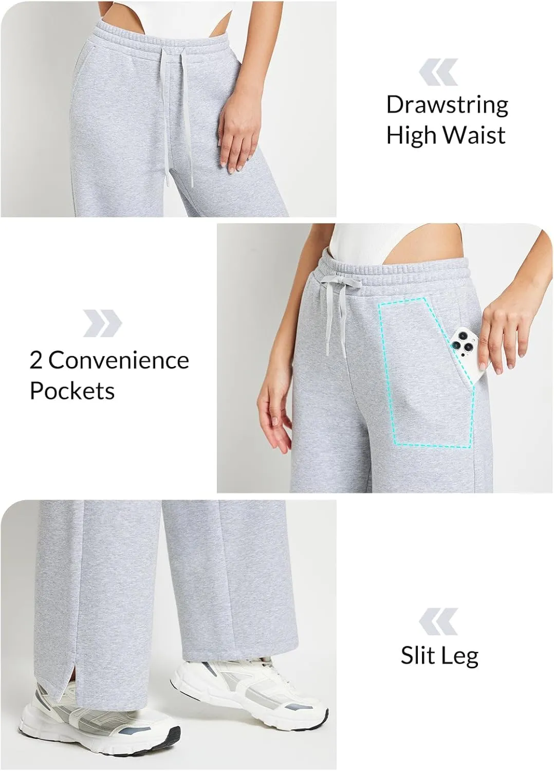 baleaf Womens Fleece Lined Wide Leg Sweatpants Drawstring Sweat Pants with Pockets Athletic Track Fall Winter
