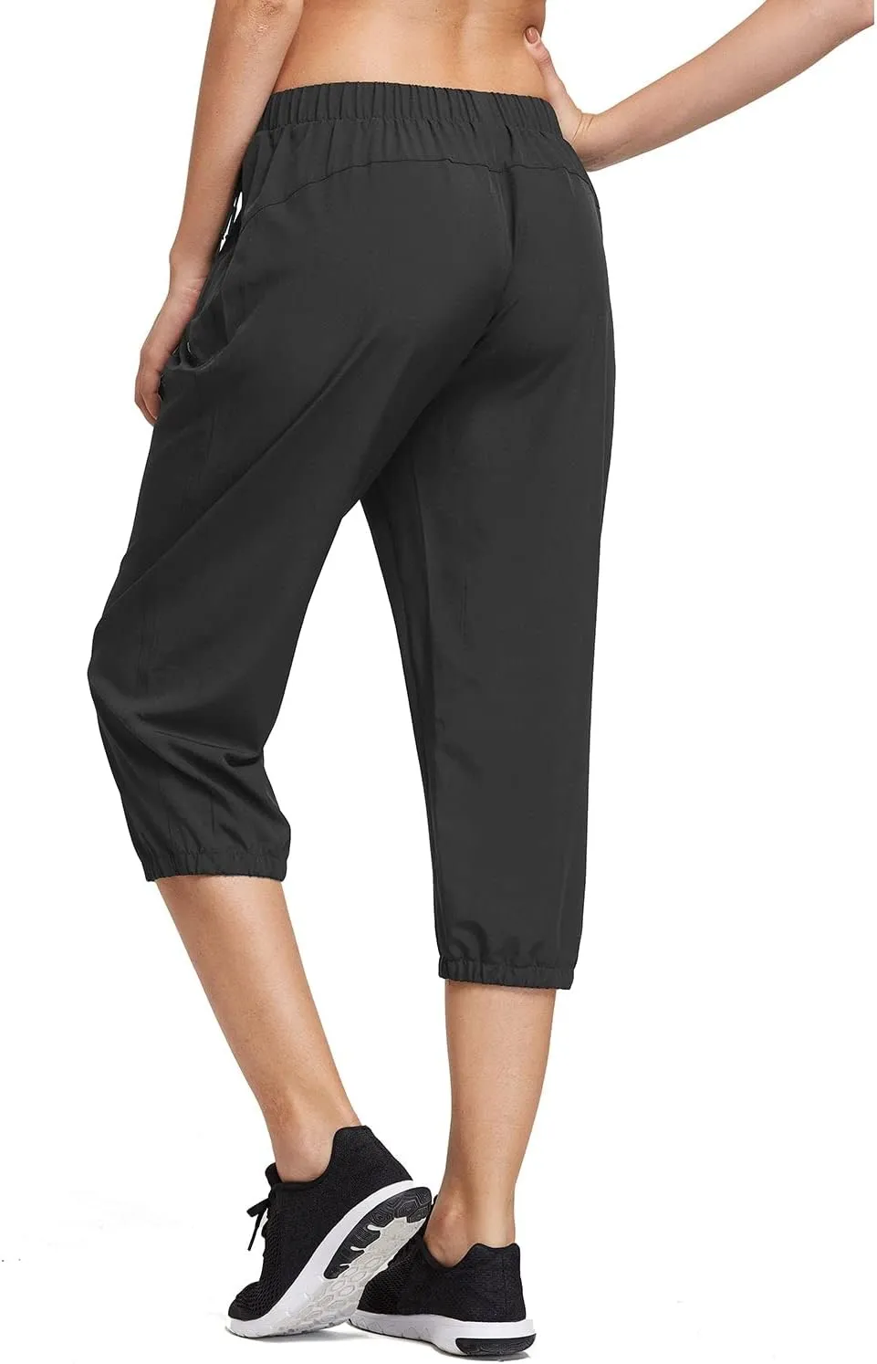 baleaf Women's Lightweight Capri Jogger Hiking Shorts Running Capri Pants Quick Dry UPF 50  Zipper Pockets