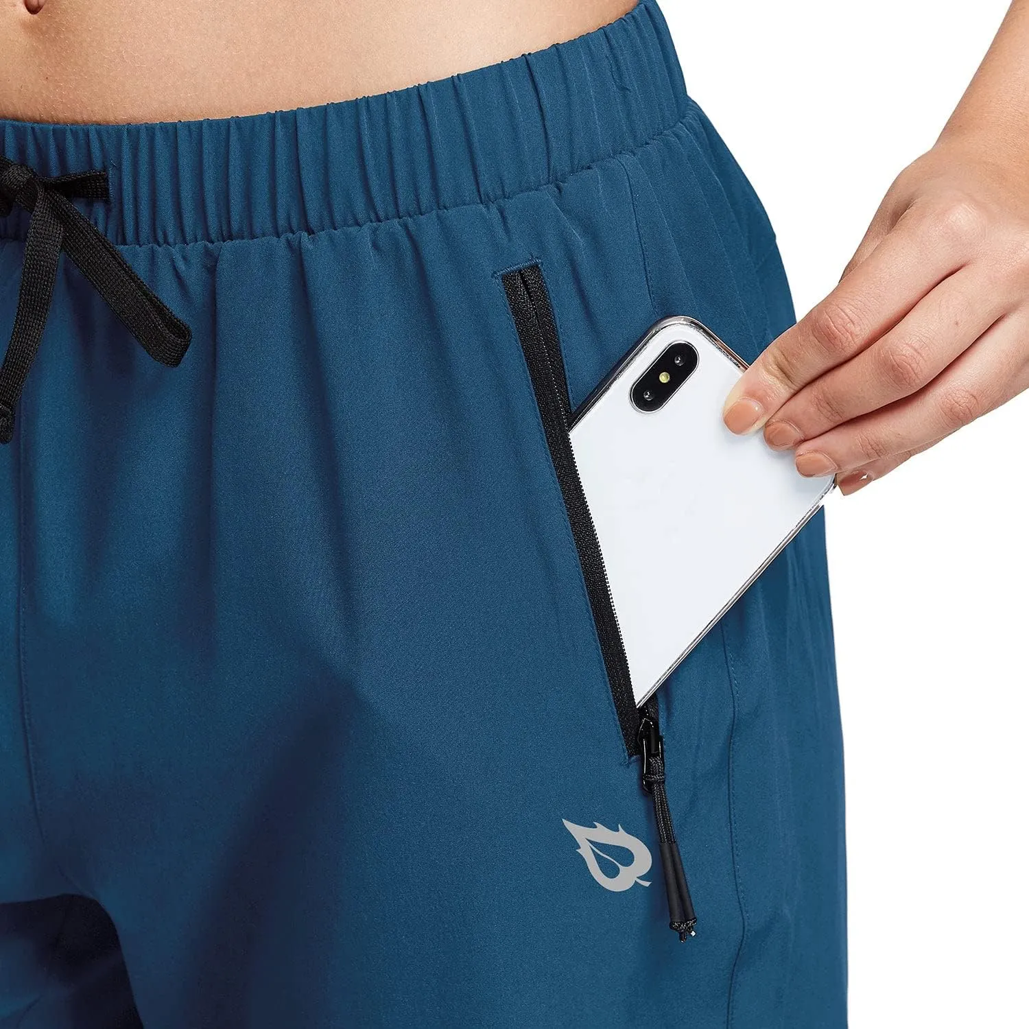 baleaf Women's Lightweight Capri Jogger Hiking Shorts Running Capri Pants Quick Dry UPF 50  Zipper Pockets