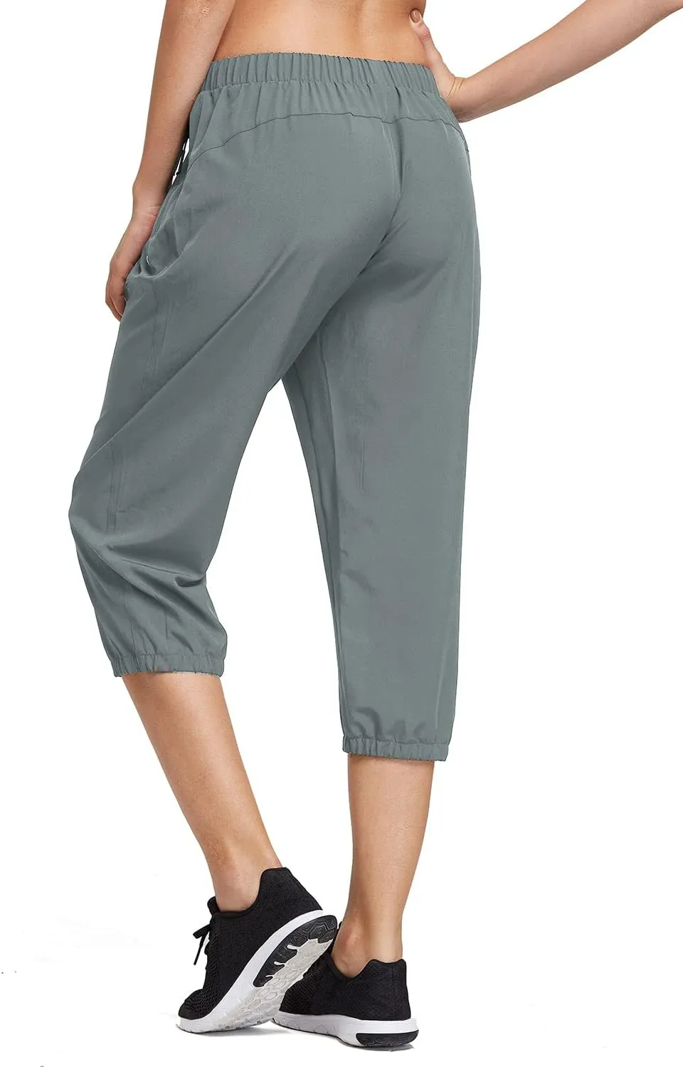 baleaf Women's Lightweight Capri Jogger Hiking Shorts Running Capri Pants Quick Dry UPF 50  Zipper Pockets