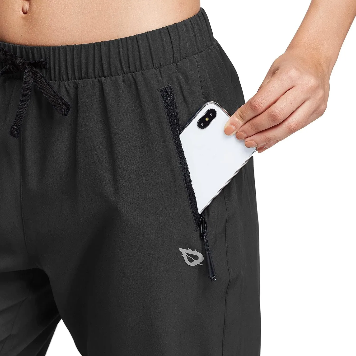 baleaf Women's Lightweight Capri Jogger Hiking Shorts Running Capri Pants Quick Dry UPF 50  Zipper Pockets