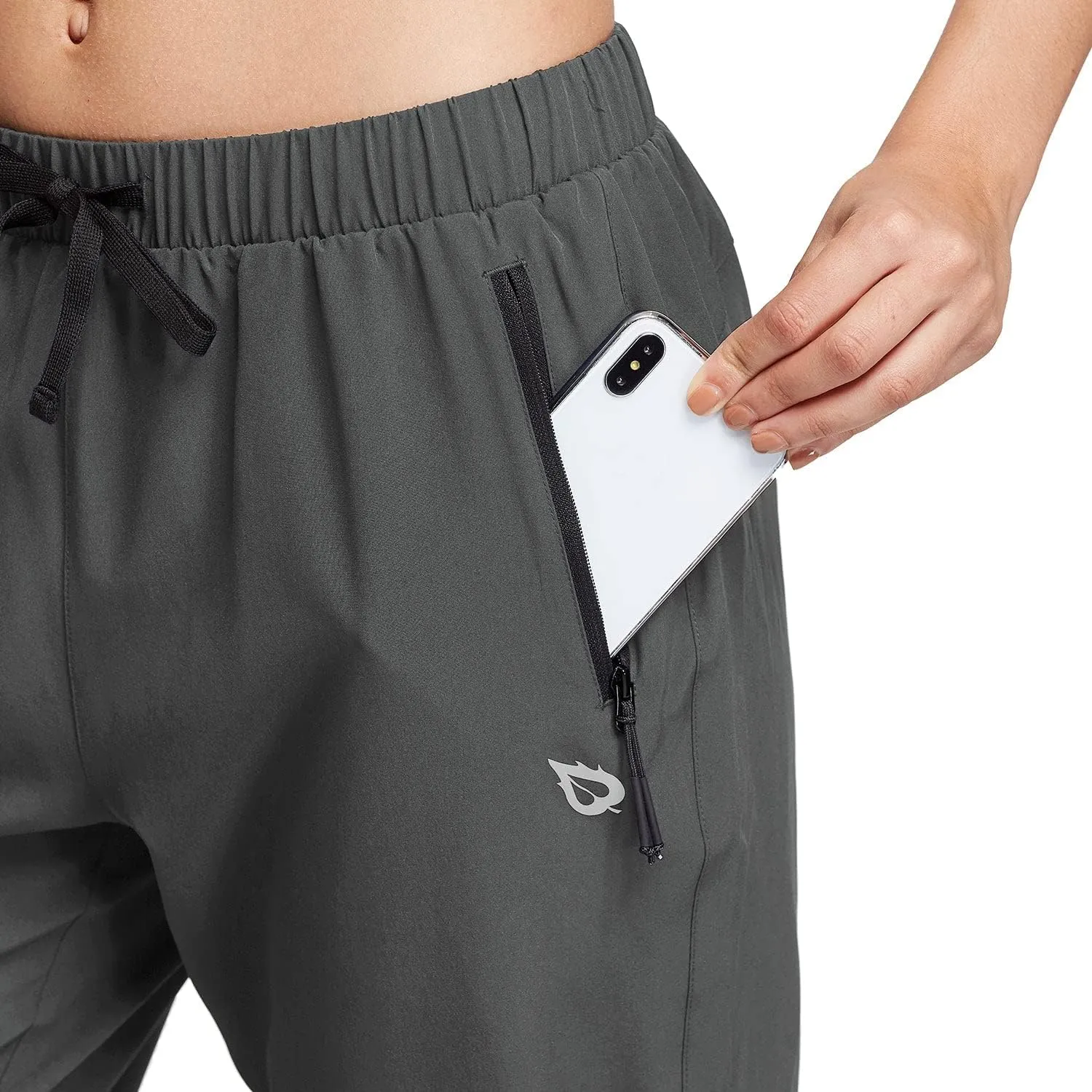 baleaf Women's Lightweight Capri Jogger Hiking Shorts Running Capri Pants Quick Dry UPF 50  Zipper Pockets
