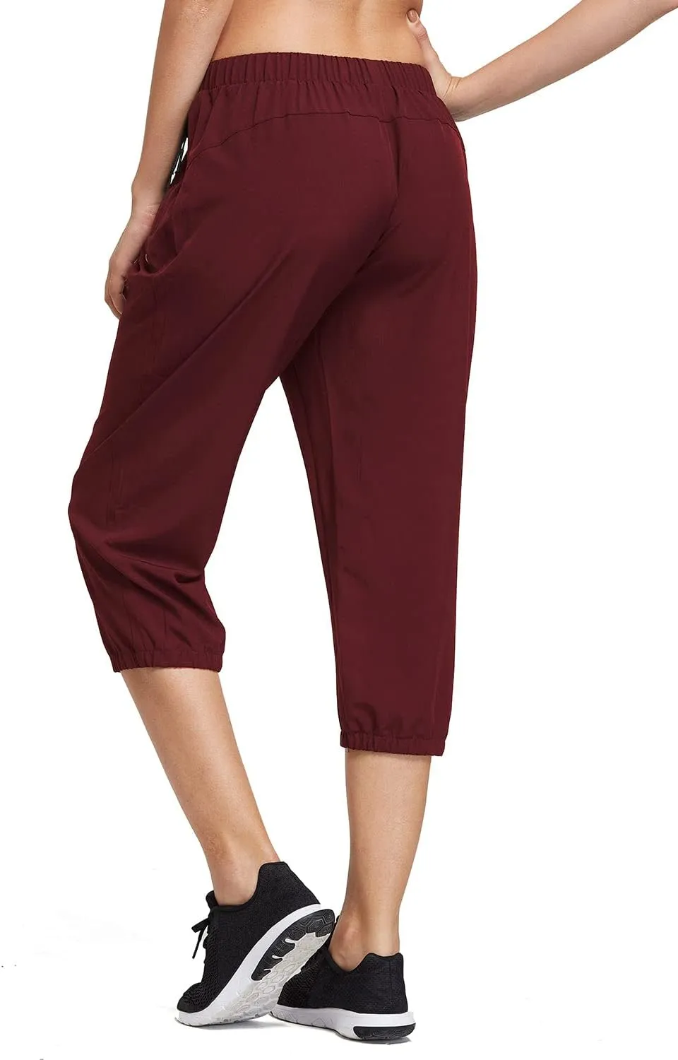 baleaf Women's Lightweight Capri Jogger Hiking Shorts Running Capri Pants Quick Dry UPF 50  Zipper Pockets