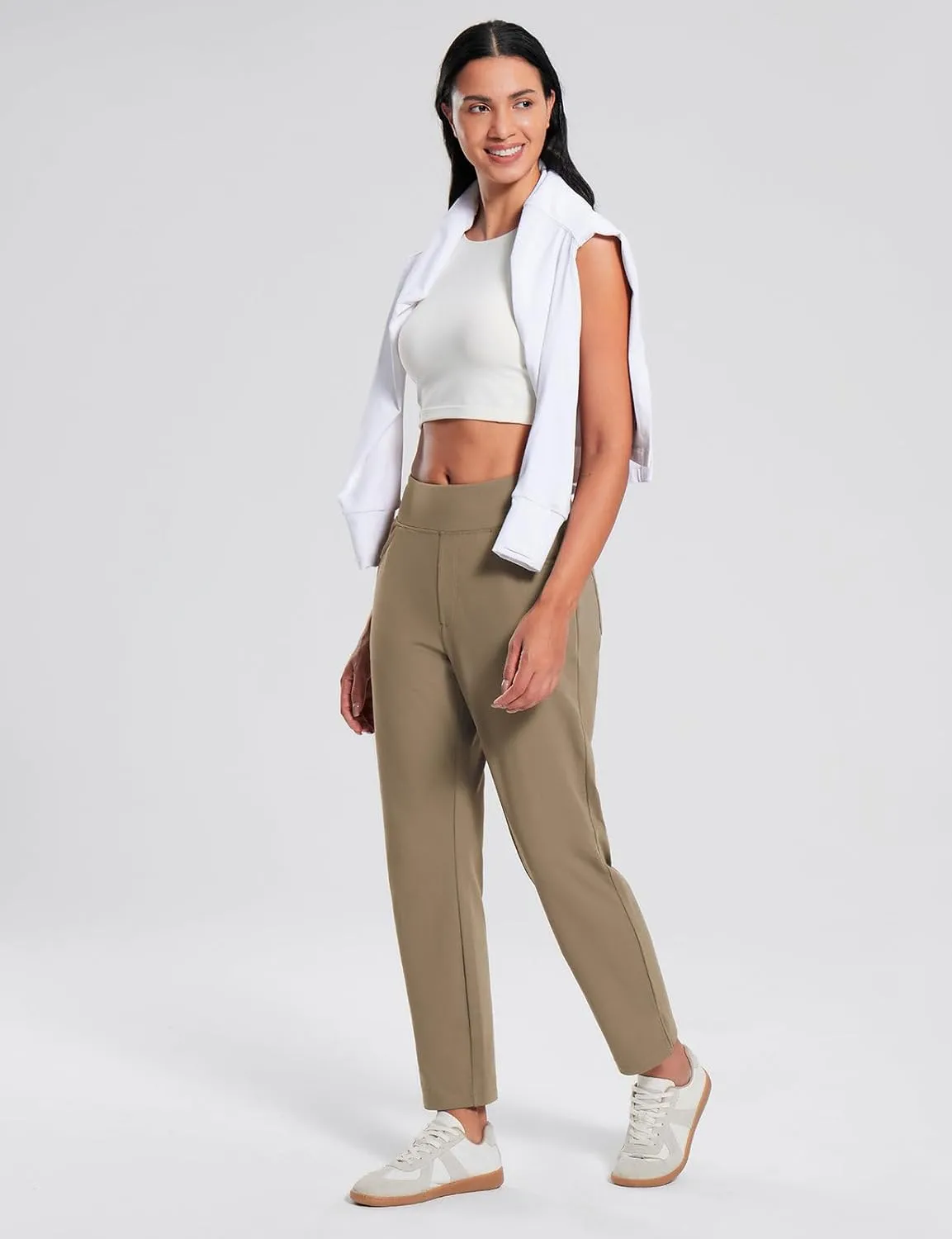 baleaf Women's Pants with Zipper Pockets Stretch Golf Pants High Waist Travel Athletic Work Casual UPF50 