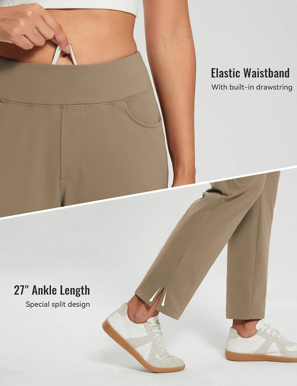baleaf Women's Pants with Zipper Pockets Stretch Golf Pants High Waist Travel Athletic Work Casual UPF50 