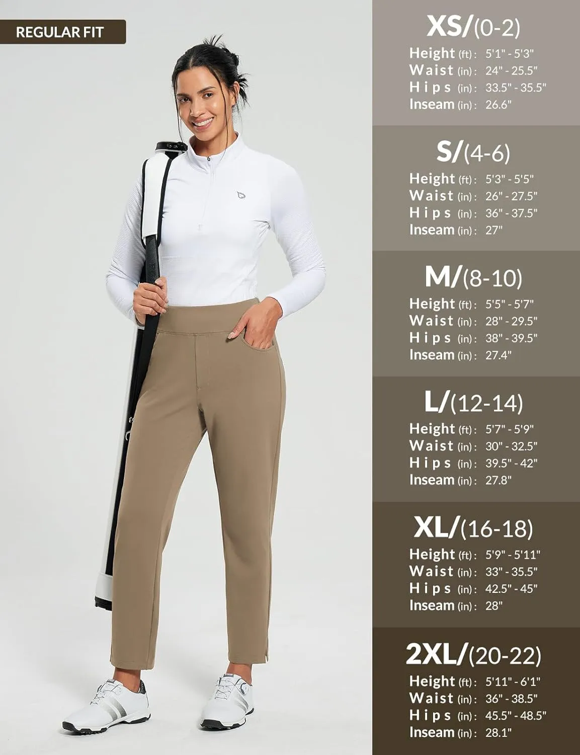 baleaf Women's Pants with Zipper Pockets Stretch Golf Pants High Waist Travel Athletic Work Casual UPF50 