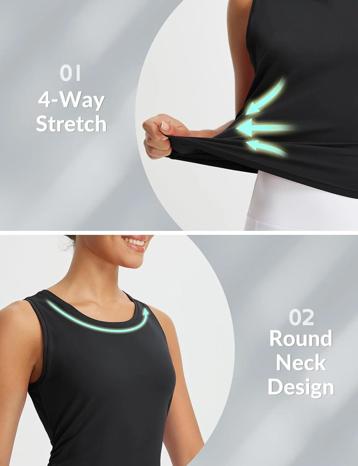 baleaf Women's Workout Tank Tops Sleeveless Athletic Gym Shirts Fitted Crop Tops Yoga Tennis Running