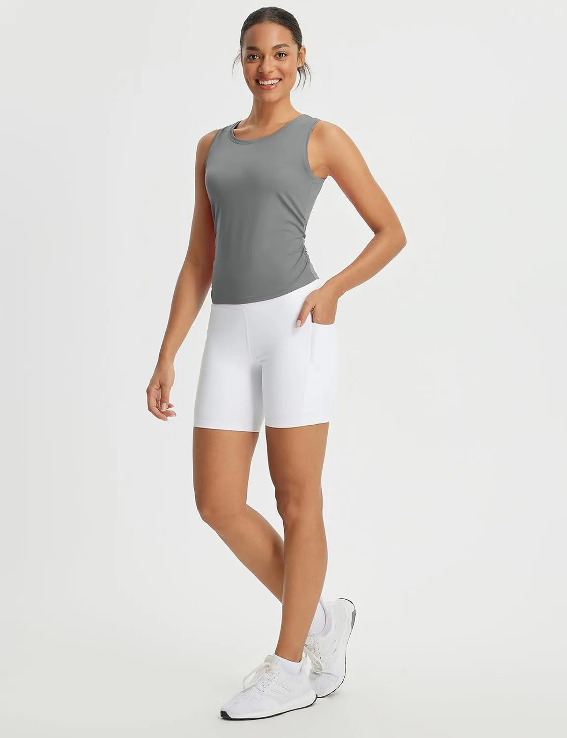 baleaf Women's Workout Tank Tops Sleeveless Athletic Gym Shirts Fitted Crop Tops Yoga Tennis Running
