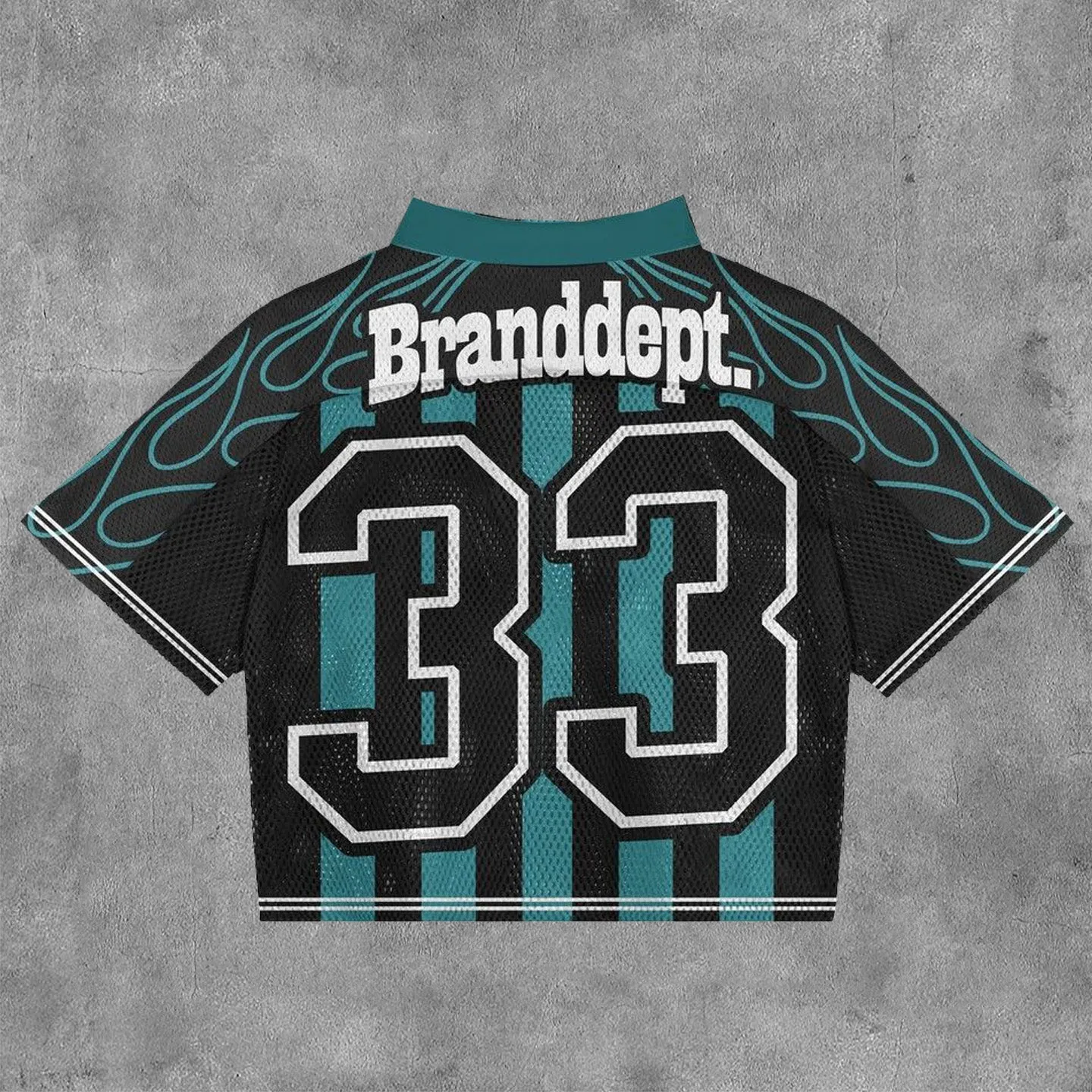 Baseball No. 33 Mesh Patchwork Printed V-neck T-shirt