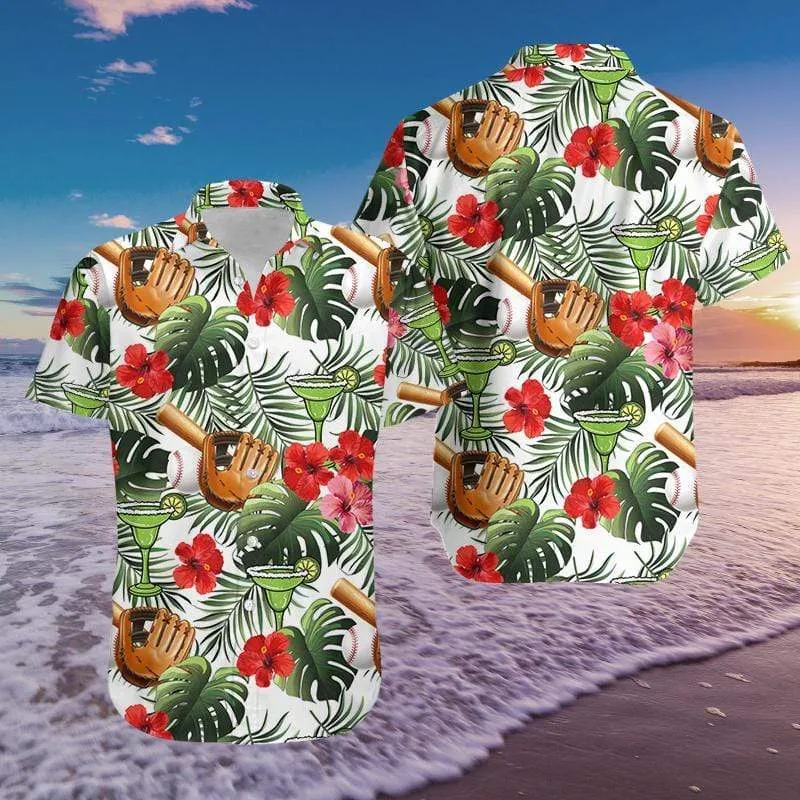 Baseball Simple Hibiscus Hawaiian Aloha Shirts Fantastic, Hawaiian shirt for men