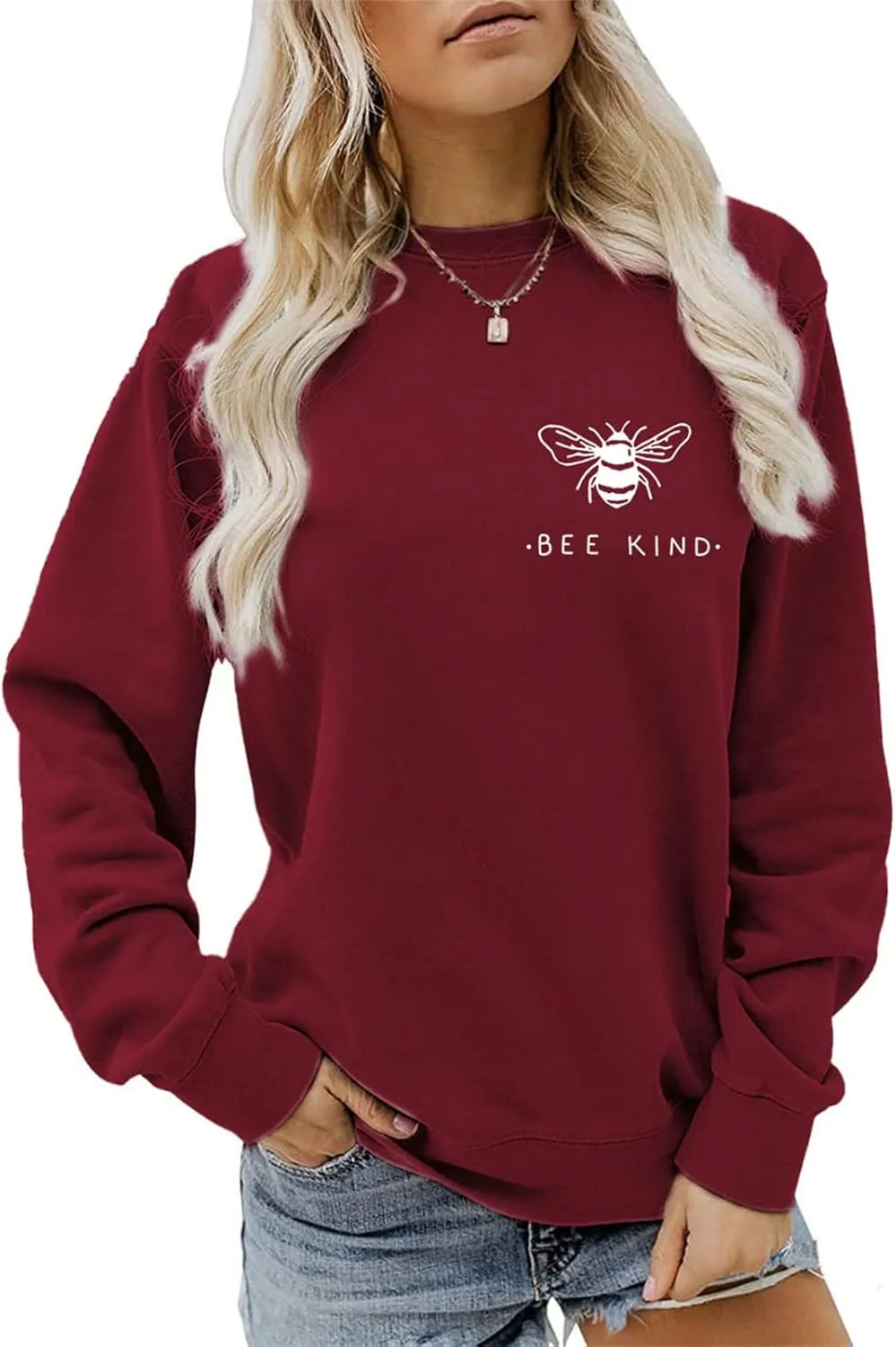 Be Kind Sweatshirt Women Cute Bee Graphic Tees Funny Blessed Shirt Inspirational Crewneck Long Sleeve Tops