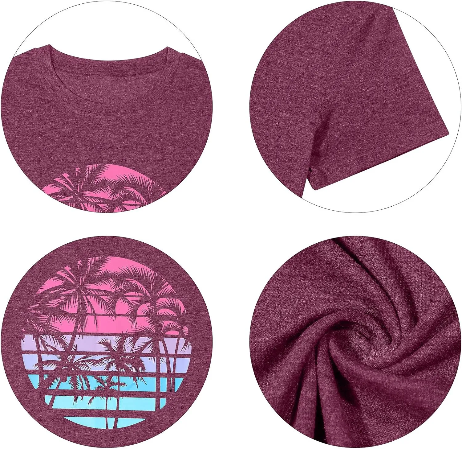 Beach Shirts for Women Coconut Trees Hawaiian Graphic Tshirt Summer Vacation Beach Tees Tops