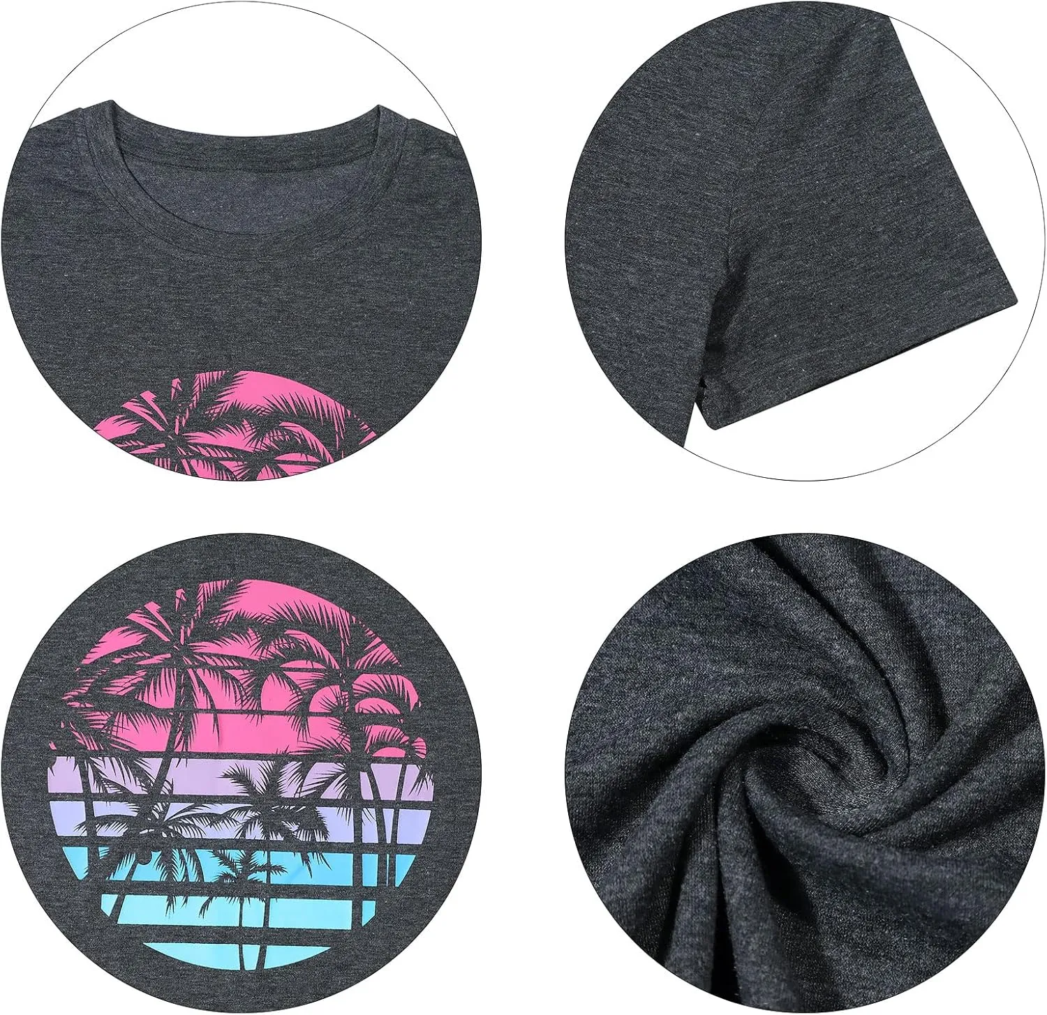 Beach Shirts for Women Coconut Trees Hawaiian Graphic Tshirt Summer Vacation Beach Tees Tops