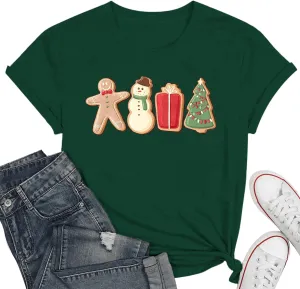 Believe Christmas Shirts for Women Christmas Tree T-Shirt Believe Letter Graphic Tees Tops