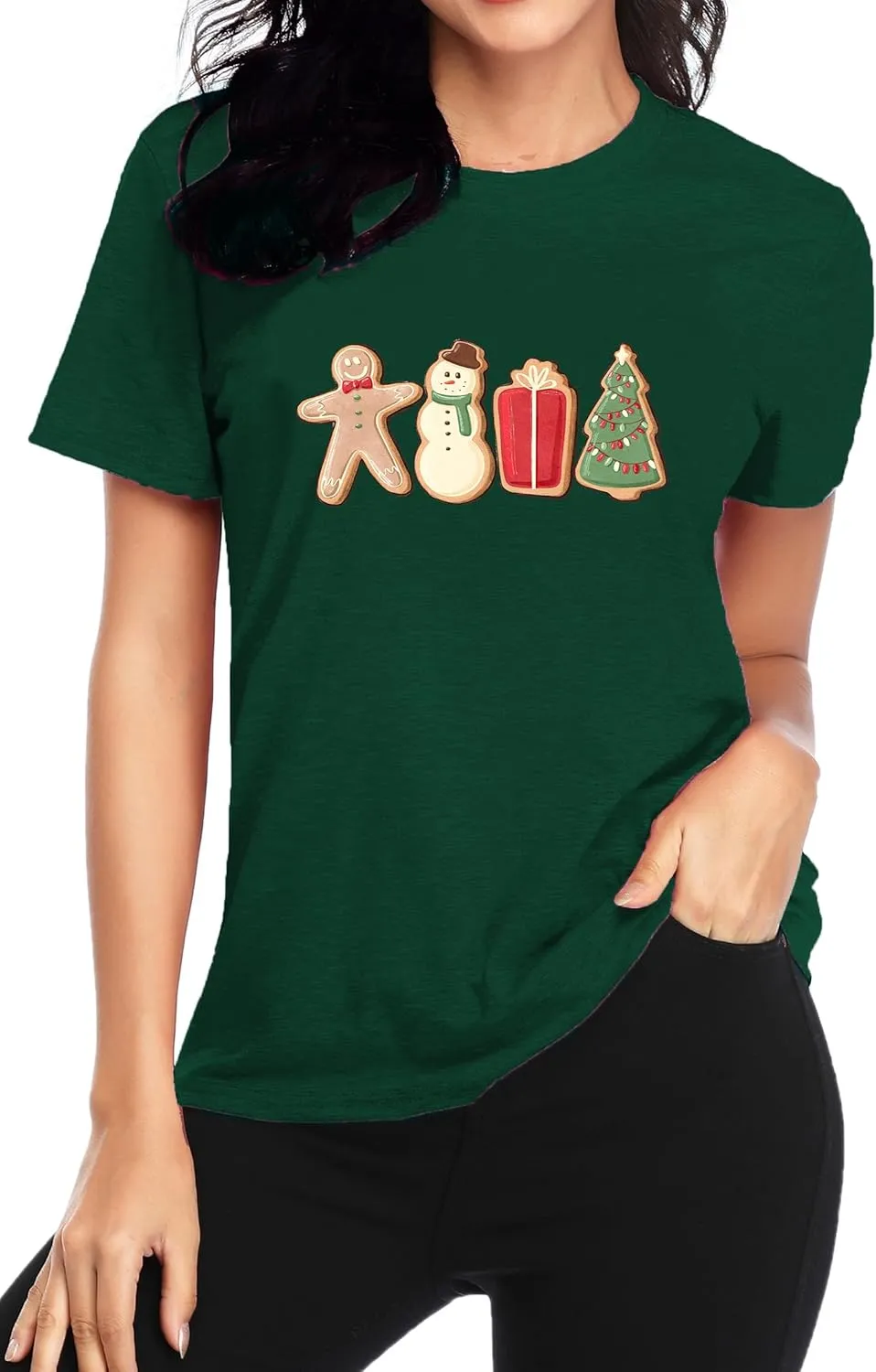 Believe Christmas Shirts for Women Christmas Tree T-Shirt Believe Letter Graphic Tees Tops