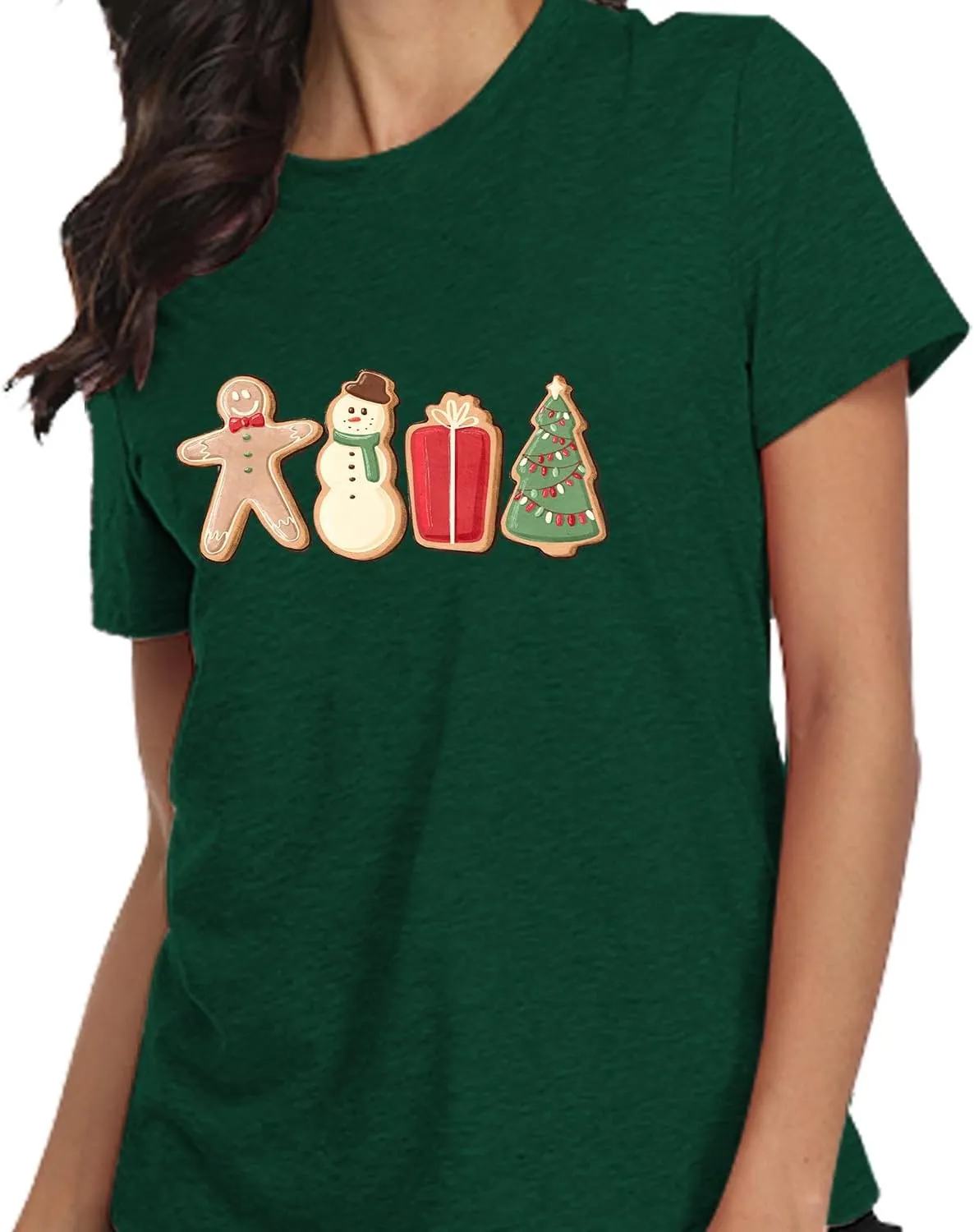 Believe Christmas Shirts for Women Christmas Tree T-Shirt Believe Letter Graphic Tees Tops