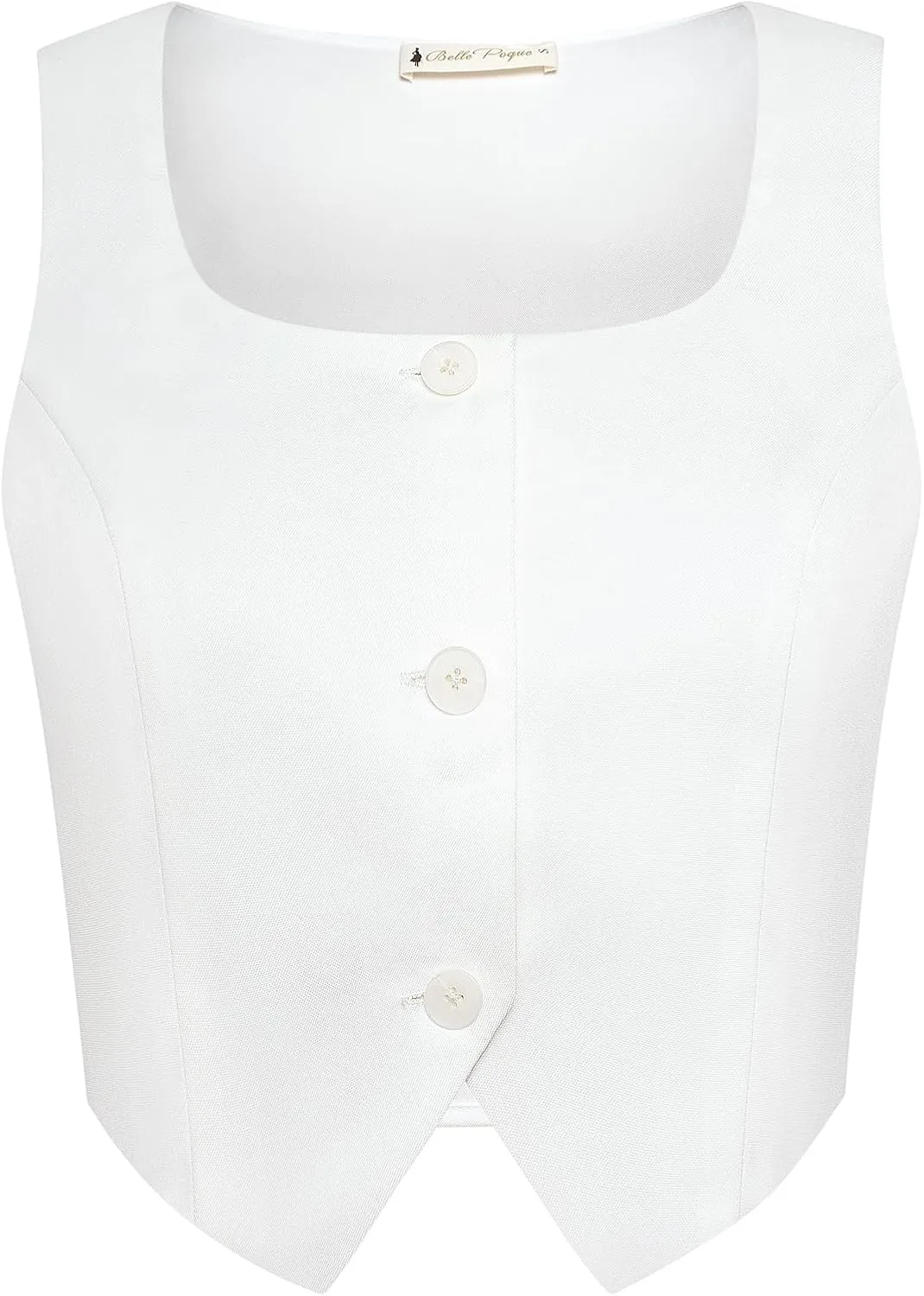 Belle Poque Cropped Vest Tops for Women Square Neck Button Down Tank Tops Y2k Fashion Waistcoat Suit Vest