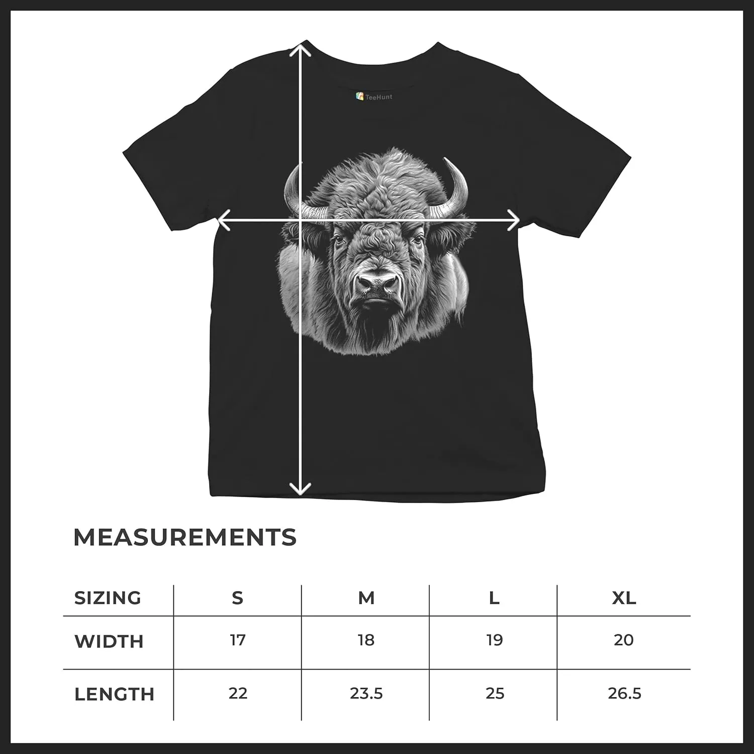 Bison Portrait Youth T-Shirt American Buffalo Head Western Wildlife Nature Majestic Bull Symbol of Strength Kids