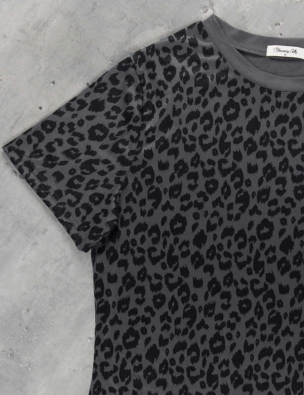 Blooming Jelly Womens Leopard Print Tops Short Sleeve Round Neck Casual T Shirts Tees