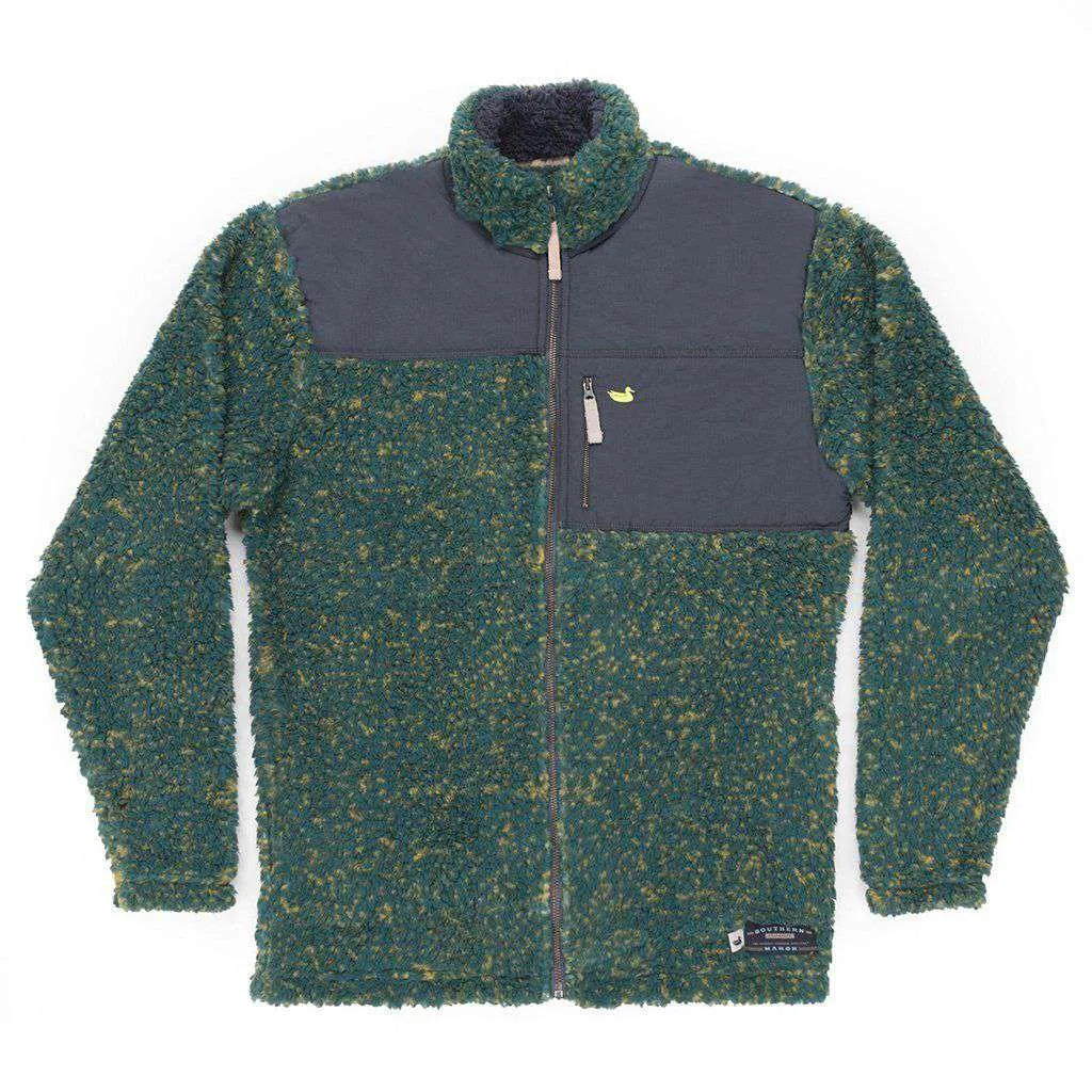 Blue Ridge Sherpa Jacket in Dark Green and Mustard by Southern Marsh