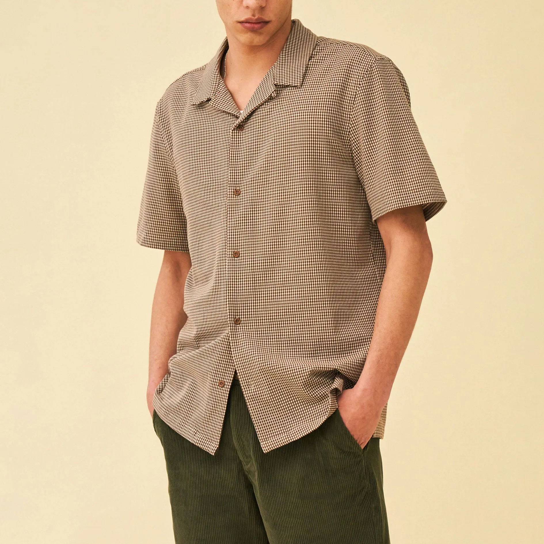 Stylish Mocha Dogtooth Stainless Steel Cuban Shirt for Dogs