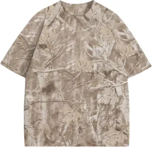 Camo Oversized Shirt Y2k Crewneck Maple Leaf Printed Short Sleeve Unisex Summer Graphic Tees