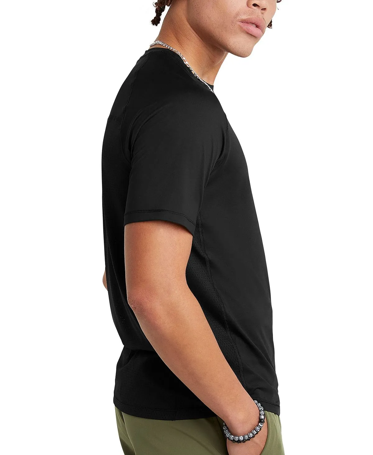 Champion Men's Branded Mesh Back T-Shirt, White