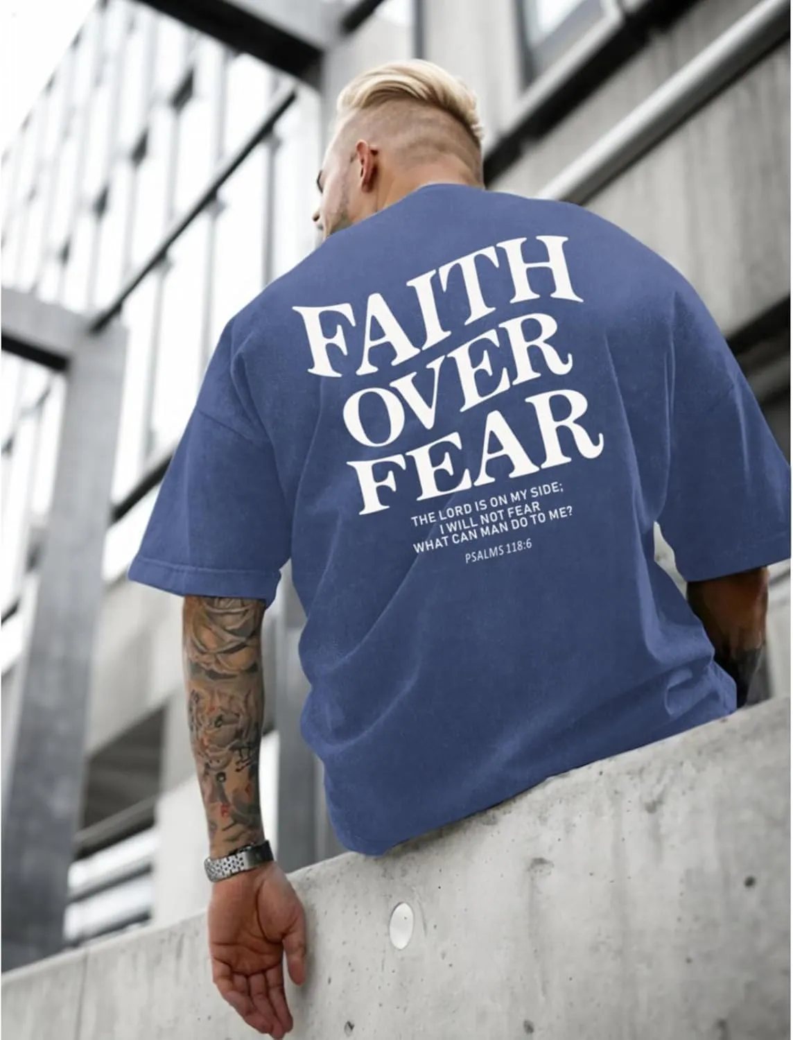 Christian Faith Over Fear Shirt for Men Jesus Religious Shirts Oversized Graphic Tees Acid Wash God T-Shirt