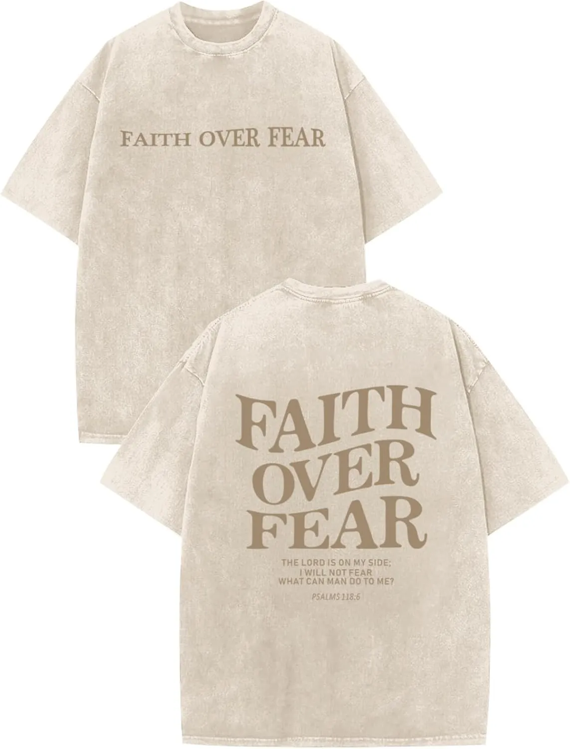 Christian Faith Over Fear Shirt for Men Jesus Religious Shirts Oversized Graphic Tees Acid Wash God T-Shirt