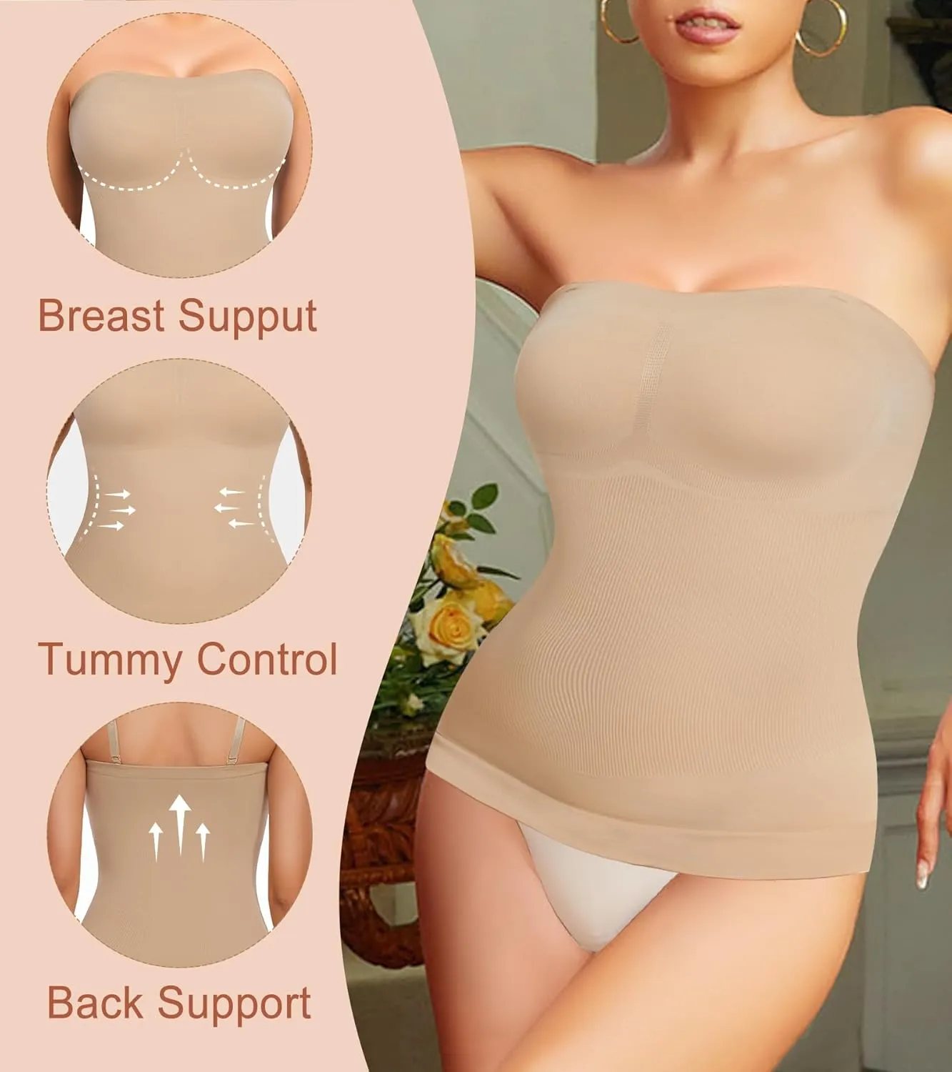 Compression Tank Tops Shapewear For Women Tummy Control Seamless Slimming Camisole Tops Body Shaper