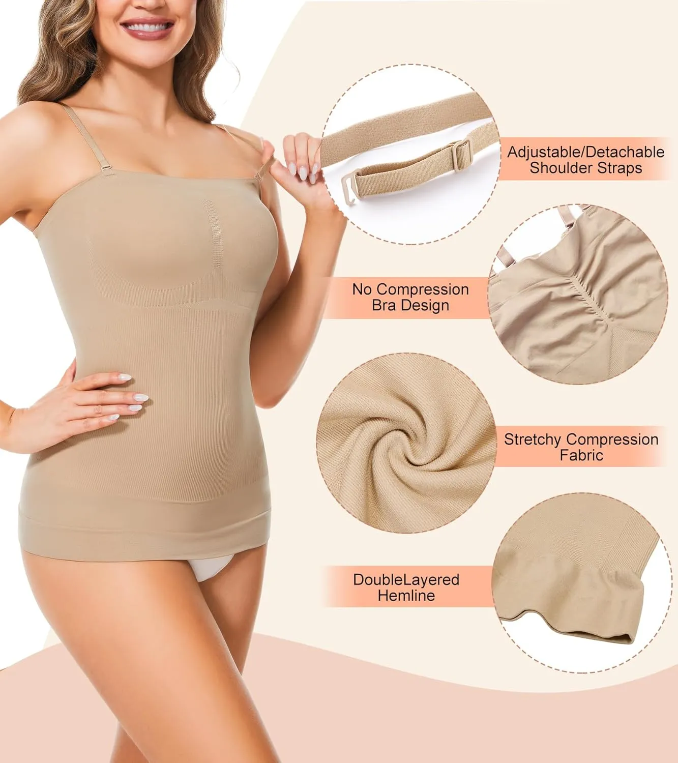 Compression Tank Tops Shapewear For Women Tummy Control Seamless Slimming Camisole Tops Body Shaper