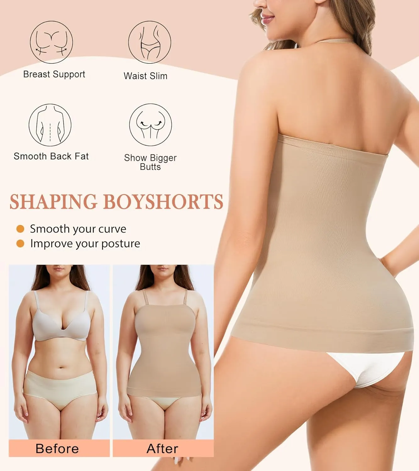 Compression Tank Tops Shapewear For Women Tummy Control Seamless Slimming Camisole Tops Body Shaper