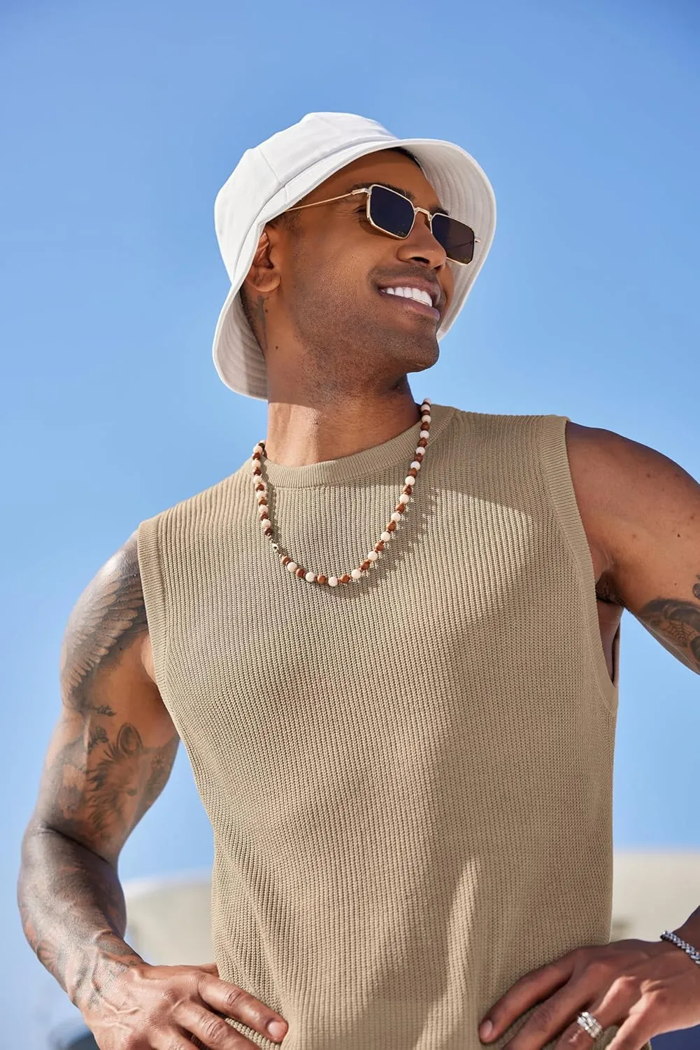 COOFANDY Mens Casual Knitted Tank Tops Crew Neck Sleeveless Muscle T Shirts Summer Beach Tops