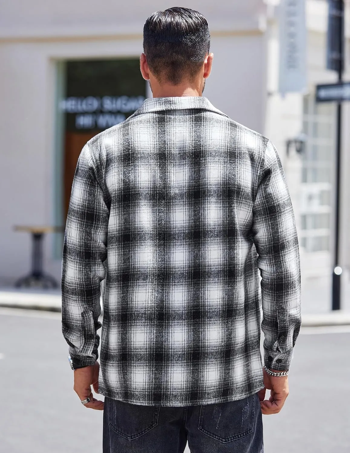 COOFANDY Men's Flannel Shirts Casual Button Down Plaid Shirt Jacket Long Sleeve Fleece Shacket with Pockets