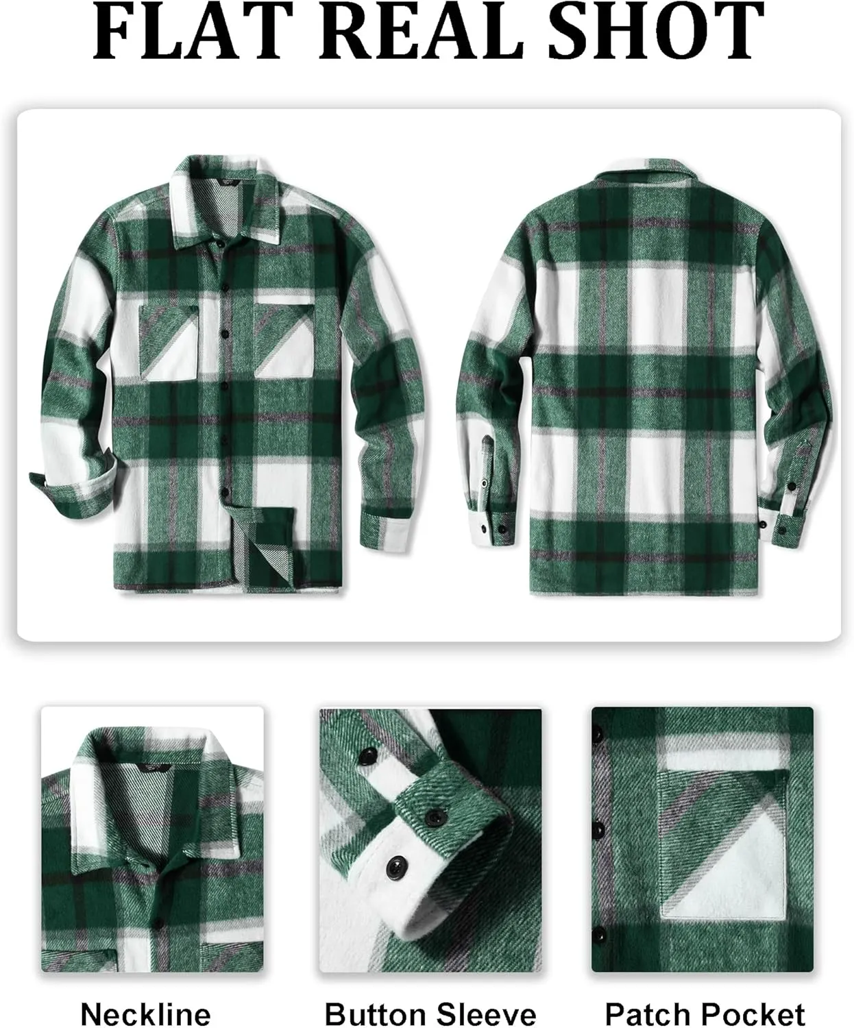COOFANDY Men's Flannel Shirts Casual Button Down Plaid Shirt Jacket Long Sleeve Fleece Shacket with Pockets