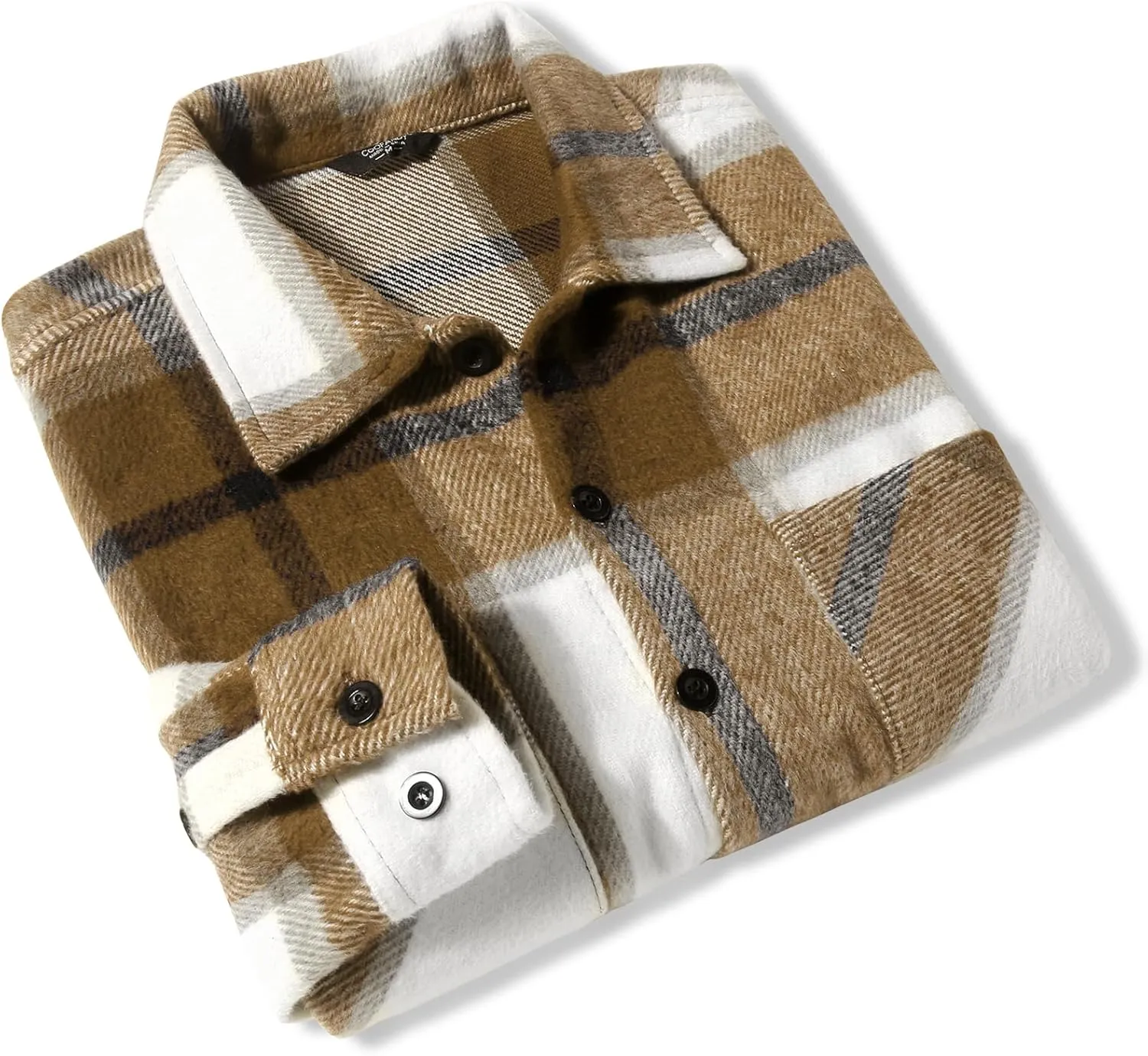 COOFANDY Men's Flannel Shirts Casual Button Down Plaid Shirt Jacket Long Sleeve Fleece Shacket with Pockets